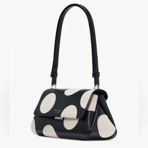 NWT Kate Spade Grace Dot Convertible Shoulder Crossbody Bag Black Leather Purse
